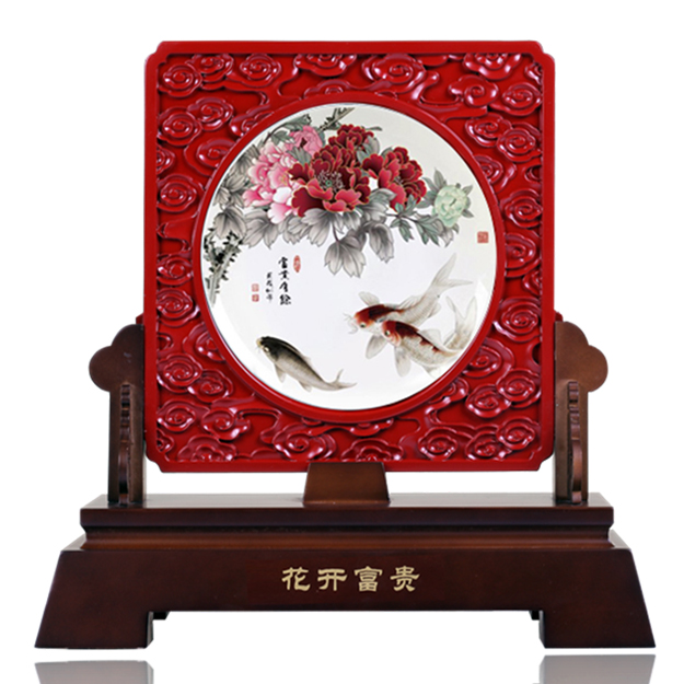 皇家禮瓷 富貴有余 屏風(fēng)瓷盤 YC-237 工藝與吉祥的完美融合